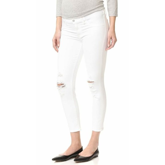 NEW NWT J Brand Mama J Maternity Skinny Jeans Denim Distressed pregnant panel